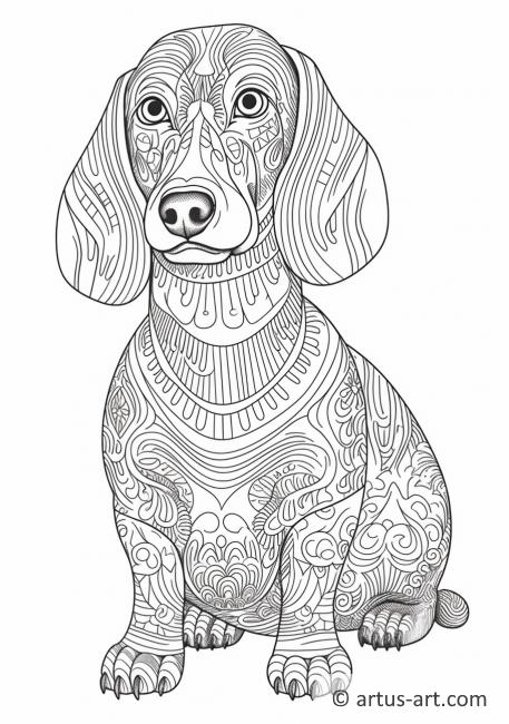 Cute Dachshund Coloring Page For Kids
